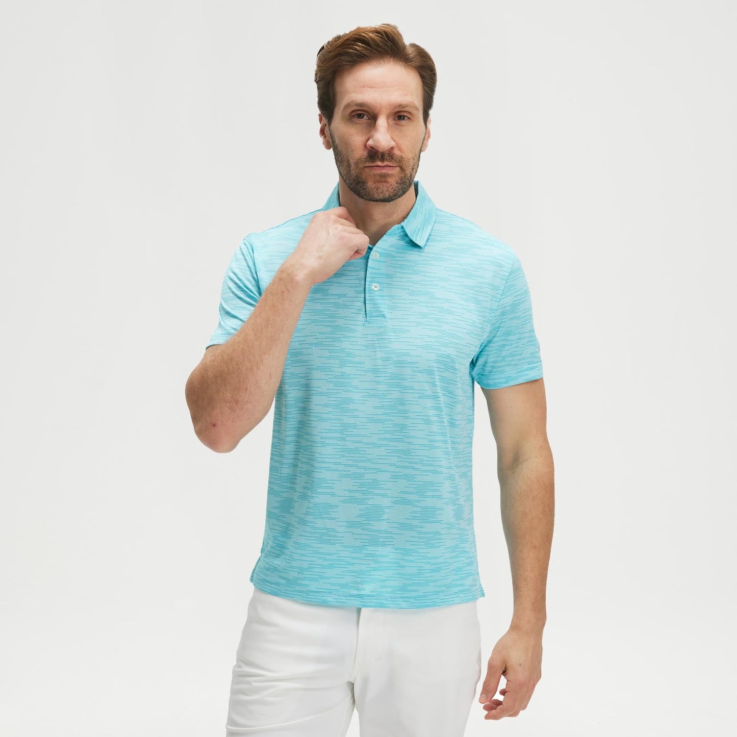 M MAELREG Mens Polo Shirt Comfortable Performance for Sports Casual UPF 30+ Sun Protection Mens Polo Shirts Short Sleeve Misty Blue