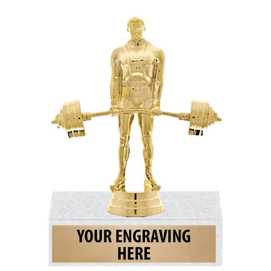 6" Gold Male Powerlifter Trophies - Personalized Weightlifting Trophy Award 50 Pack Prime