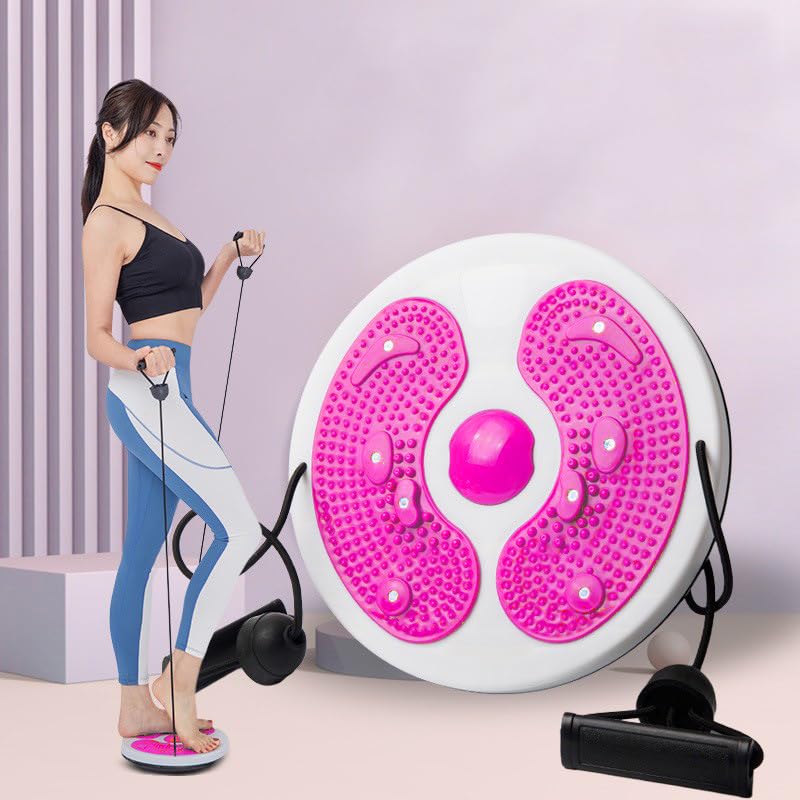 Ab Twist Waist Disc Board,Adjustable Waist Trainer Twisting Disc with Handles,Waist Slimming Balance Rotating Disc with Massage Foot Sole for Slimming Waist Arms Hips and Thighs (Red)