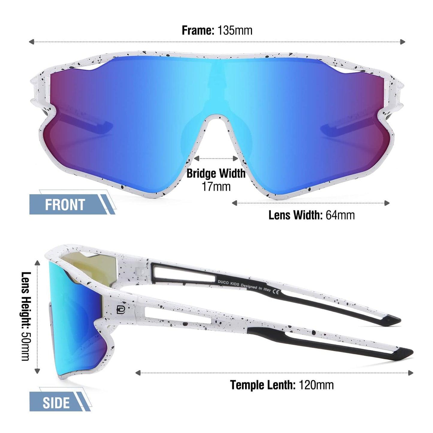 DUCO Kids Youth Baseball Sunglasses for Boys Girls Age 8-16 Polarized UV400 Protection Sports Cycling Glasses DK268