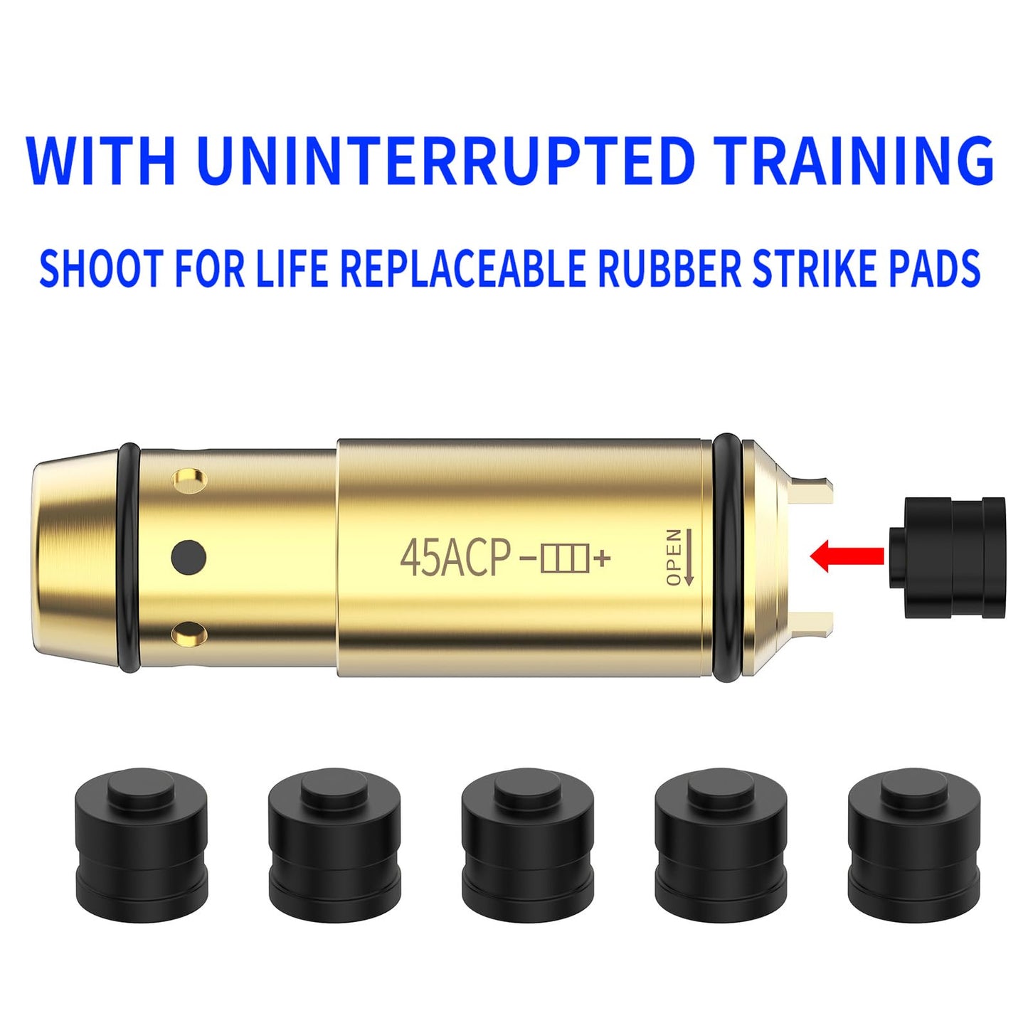 Tipfun .45ACP Laser Training Cartridge with Chamber Extractor Tool for Dry Fire Training Extra Replaceable Rubber Strike Pads