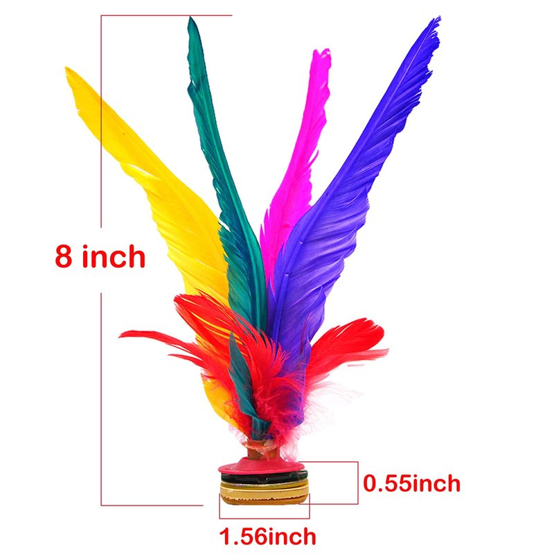 Baitaihem Kick Shuttlecock Chinese Jianzi Colorful Feather Foot Sports Outdoor Exercise (Style-B, 6 Pack)