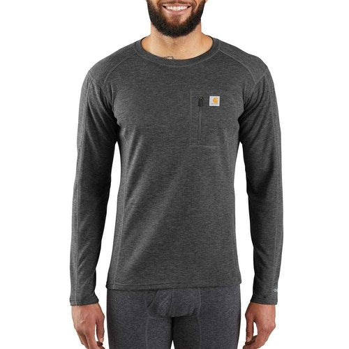 Carhartt Men's MBL119 Base Force® Heavyweight Base Layer Poly-Wool Crew - Large Tall - Black Heather