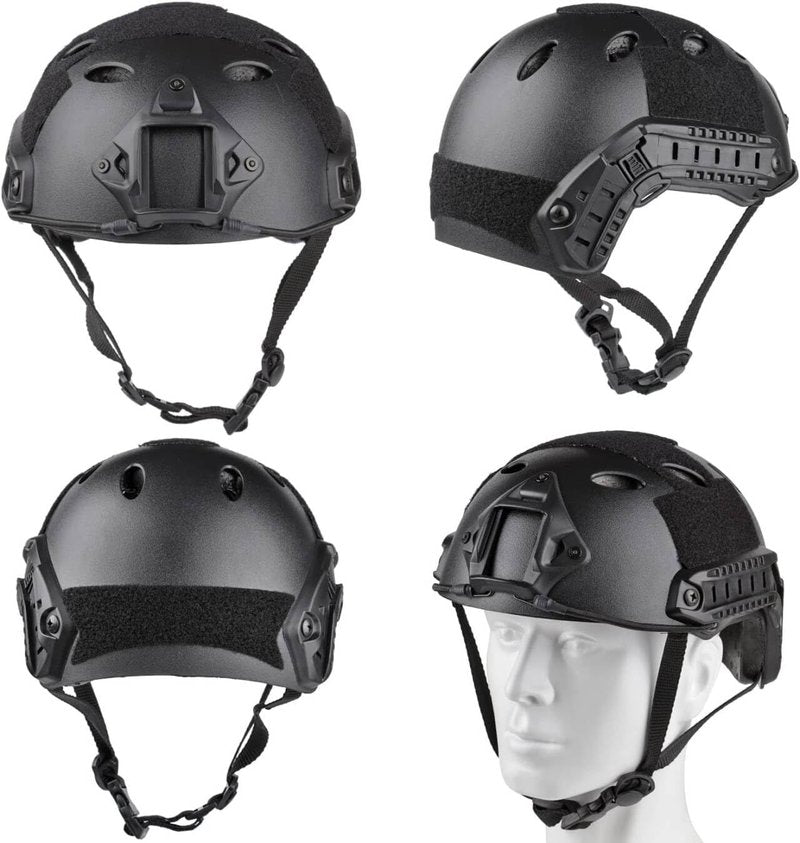 Airsoft Helmet and Full Face Mask, PJ Fast Helmet, Removable Anti-Fog Goggles, Suitable for Paintball, Role-Playing, CS Games