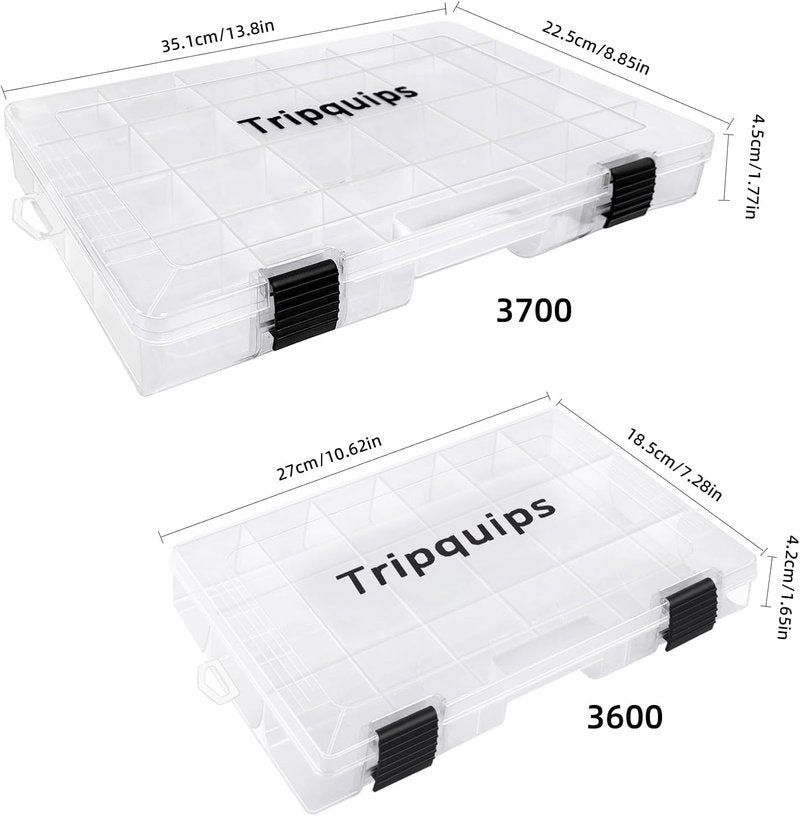 3600 Tackle Trays - Plastic Fishing Tackle Storage Organizer with Removable Dividers | 2 Pack/4 Pack Options