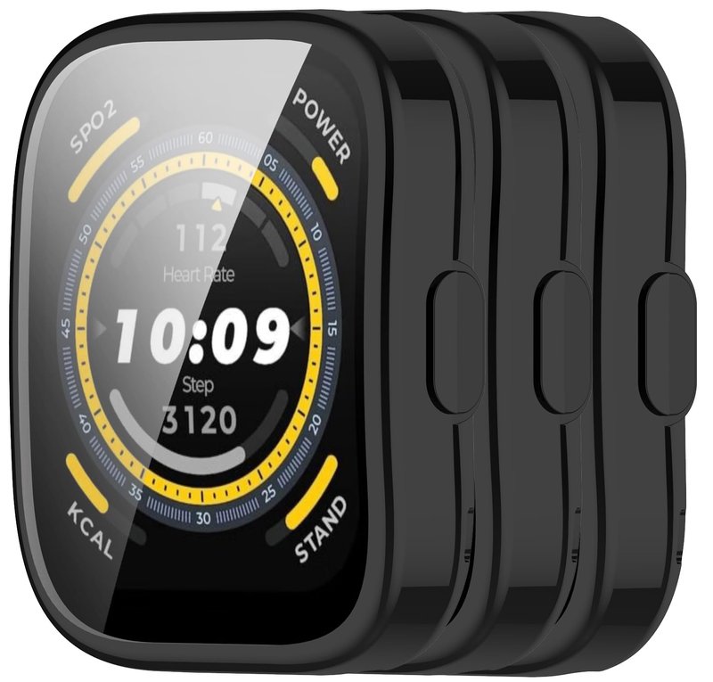 TenCloud 3Pack Screen Protector Cases Compatible with Amazfit Bip 5 Case Soft TPU Full Protection (Black+Black+Black)
