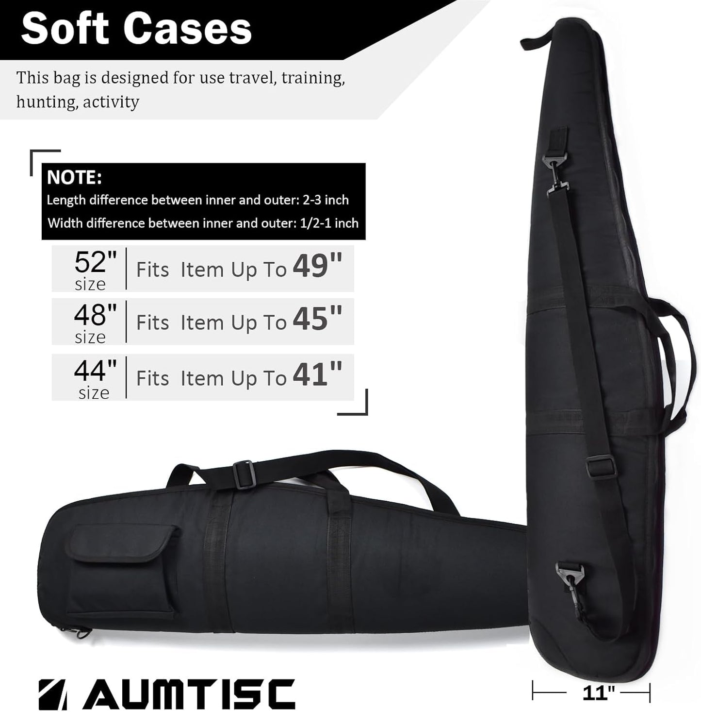 Soft Rifle Gun Case - 41/45/49 Inch Shotgun Carrying Bag with Adjustable Shoulder Sling