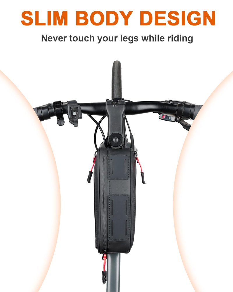 Danuosie Bike Frame Bag, Water Resistant Bicycle Triangle Pouch with 2 Side Pockets, 3-in-1 Under Seat Storage Top Tube Pack for MTB Mountain Road Commuter Bikes, 1.2L