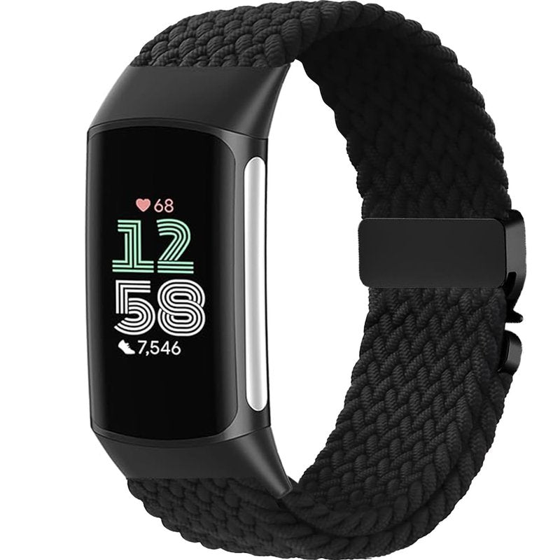 Issinlky Nylon Braided band Compatible with Fitbit Charge 6/5, Elastic Band for Fitbit Charge 5/6 Women Men