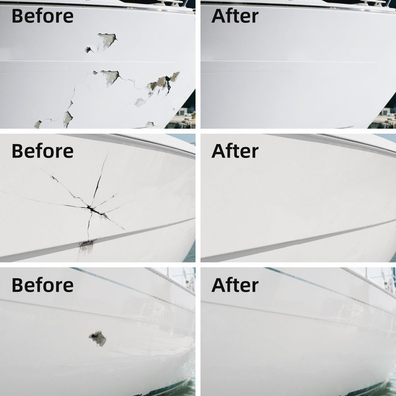 FENFANDAS Fiberglass Boat Repair Kit White, Gel Coat Repair Kit for Boats, Marine Fiberglass Repair Kit for Boats, Epoxy Filler for Boats, Fiberglass Repair Kit Fix Holes Chips Pits Cracks