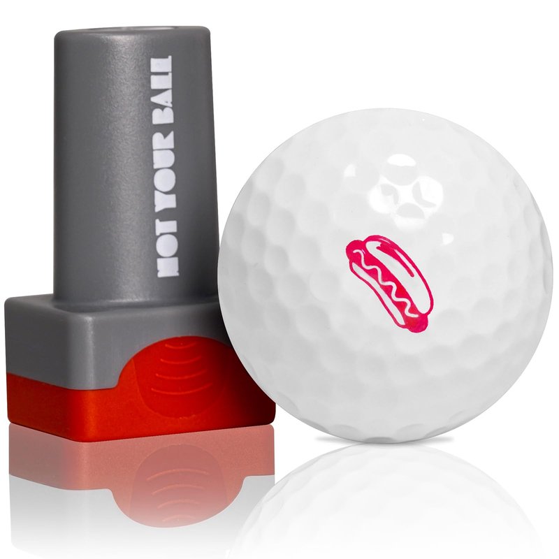 ZEETY Golf Ball Stamp, Golf Ball Stamper, Self-Inking Golf Ball Stamp Marker to Identify Golf Balls, Golf Gift Golf Accessories for Men and Women Golfers (HOT Dog)