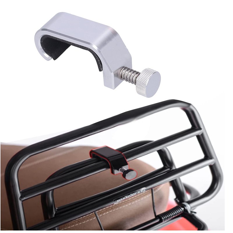 EVGATSAUTO Bag Frame Hook for Motorcycle Luggage Racks – CNC Aluminum Alloy Adjustable Frame Hook Compatible with GTS, LX, and LXV Luggage Systems (Silver)