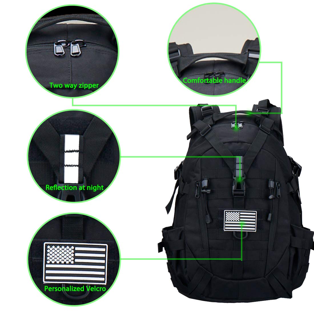 Pickag Tactical Backpack Military Molle Bag Hiking Daypacks for Camping Trekking Hunting Traveling Motorcycle