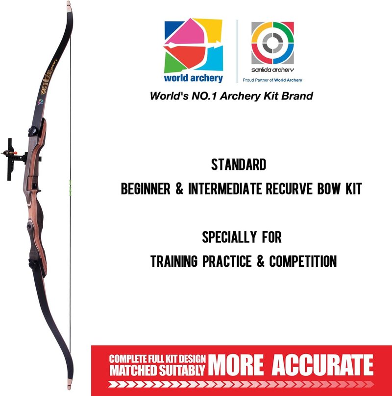 Recurve Bow and Arrows Kit for Beginners | 48-70 Inch Wooden Takedown Archery Set for Adults & Youth