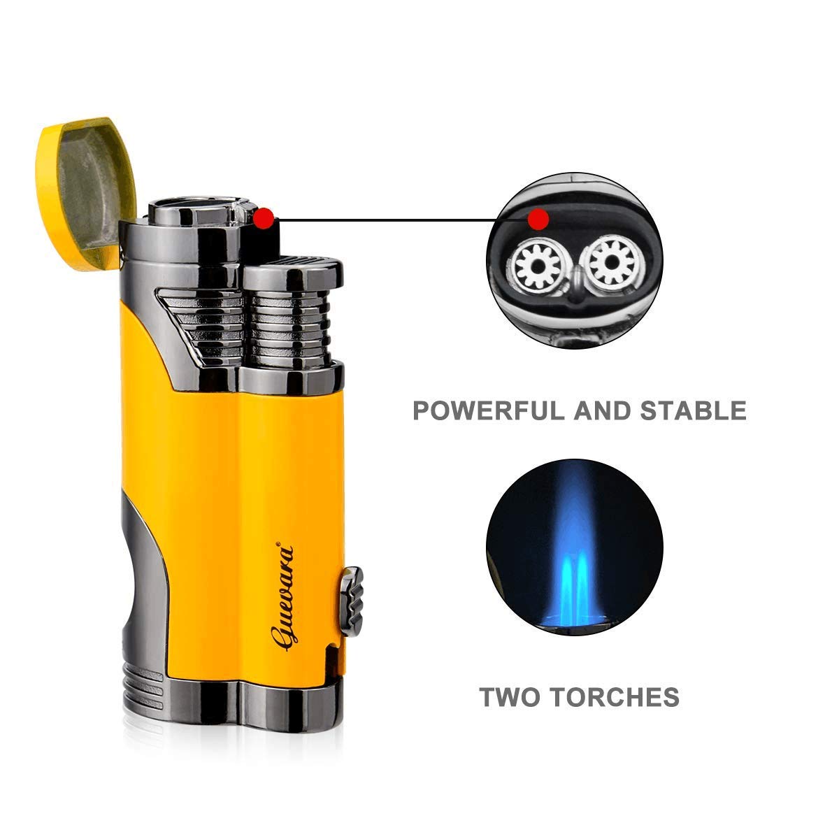 GUEVARA Butane Torch Lighter with Punch Windproof Double Jet Lighters