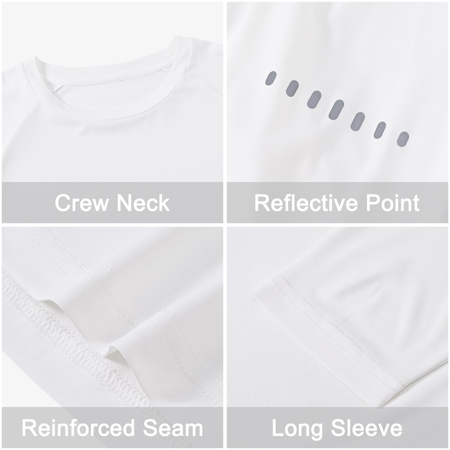 Men's Long Sleeve Rash Guard Swim Shirts UPF 50+ Sun Protection Dry Fit T-Shirt Athletic Tops for Running Hiking Fishing White XL