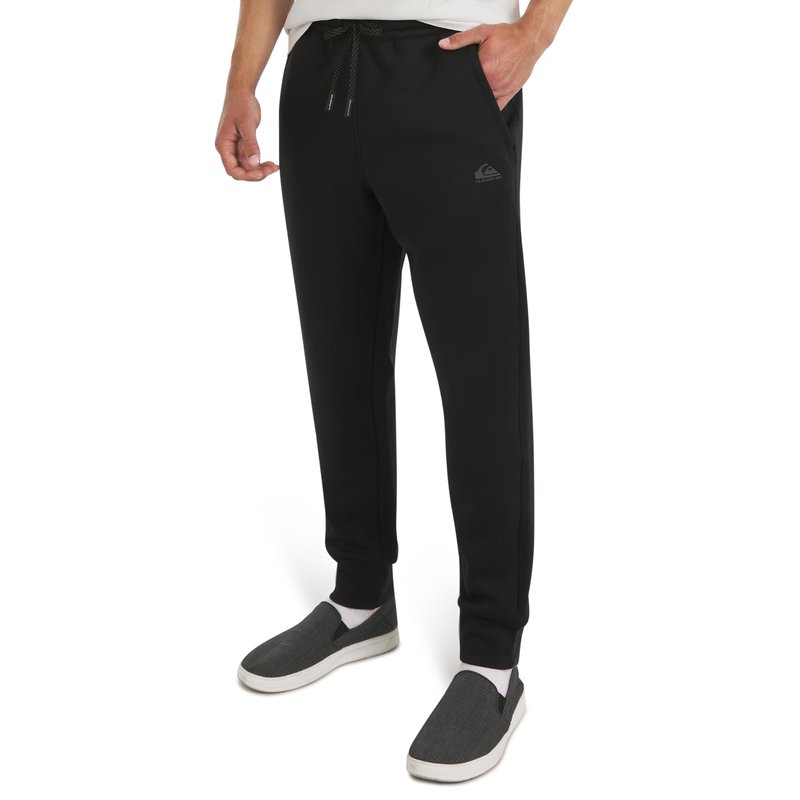 Quiksilver Men's Regular Fit Active Performance Heavyweight Jacquard Mesh and Polar Fleece Jogger Pants, Black Onyx, Large