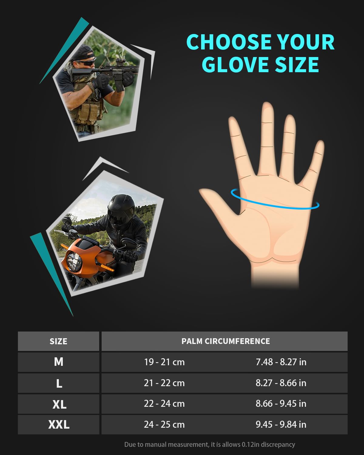 Liovoras Tactical Gloves for Men, Shooting & Motorcycle Gloves with Hard Shell Knuckle Protection & Leather Palm for Airsoft Motorcycle Cycling Paintball Sports Climbing Training Hunting