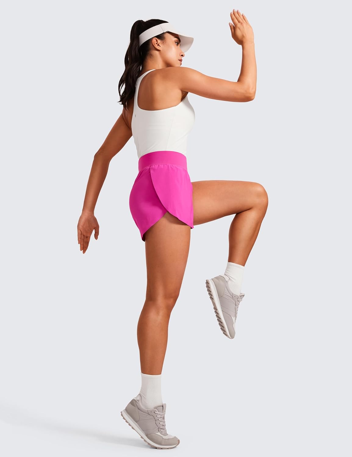 CRZ YOGA High Waisted Split Running Shorts for Women 3" - Comfy Mesh Liner for Workout Athletic Gym Track Quick Dry