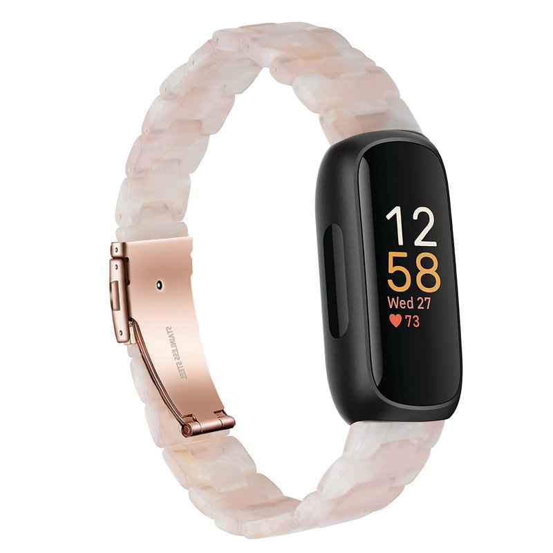 Wongeto Compatible with Fitbit Inspire 3 Watch Band Women Tortoise Resin Watch Band Slim Replacement Adjustable Wristband for Fitbit Inspire 3 accssorises (Pink Flower)