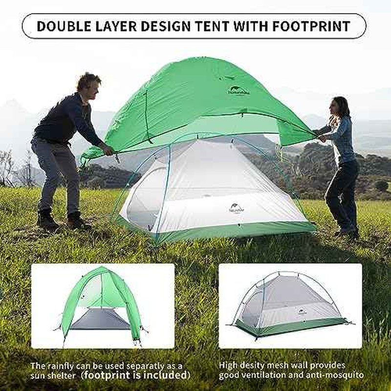 Naturehike Cloud-Up 1 Person Tent, Lightweight Backpacking Tents for One Man, Waterproof Ultralight One Person Tent for Camping Hiking Backpacking