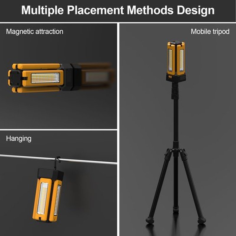 iodoo 13200mAh Rechargeable Solar Work Light, IPX4 Waterproof with Folding Stand Support and Portable Carrying Bag, 8000 Lumen Stepless Dimmable, 4 Lighting Modes, White/Warm/Warm White (Remote)