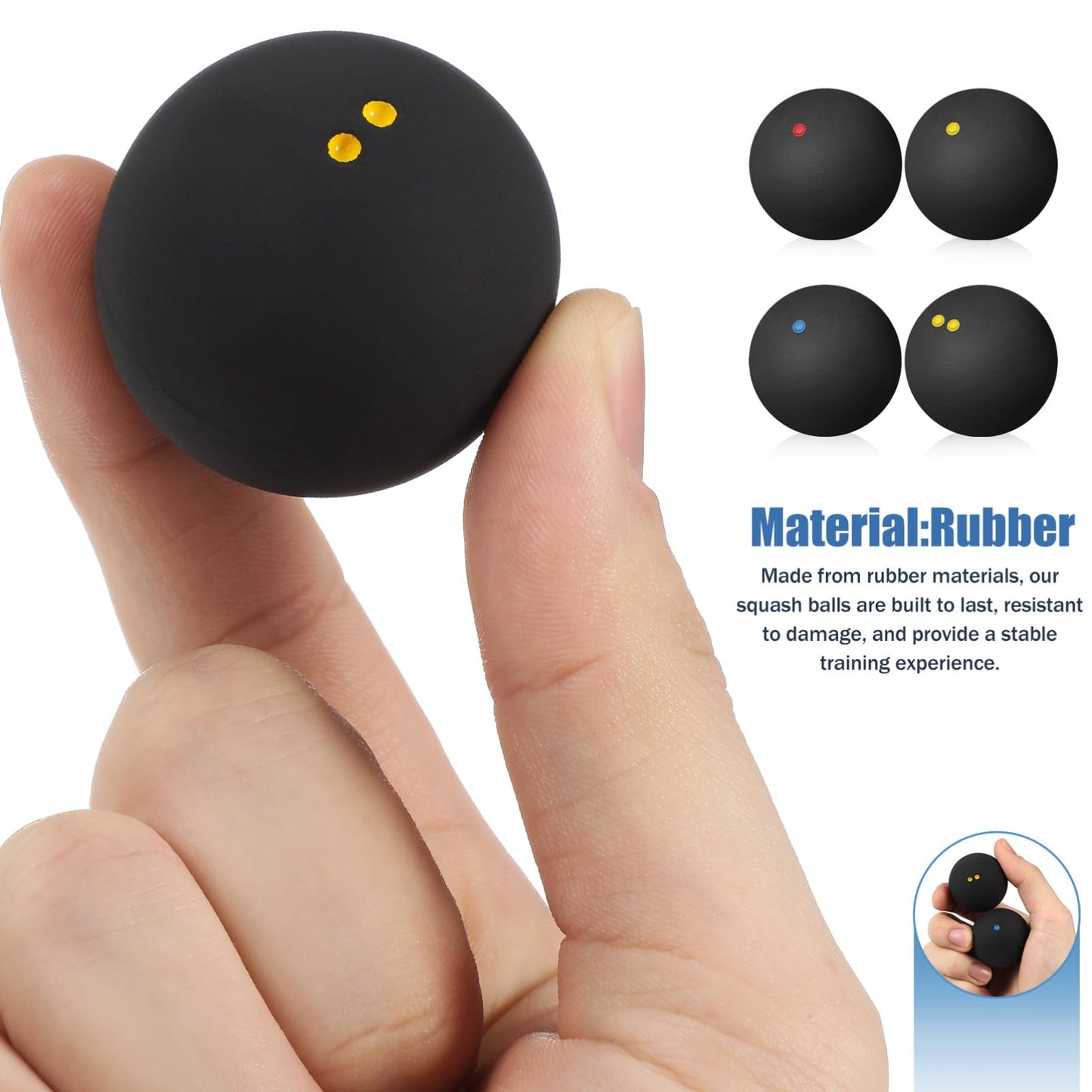 Toddmomy 4pcs Squash Balls,Professional High Elasticity Rubber Squash Ball for Beginners and Kids Competition Training