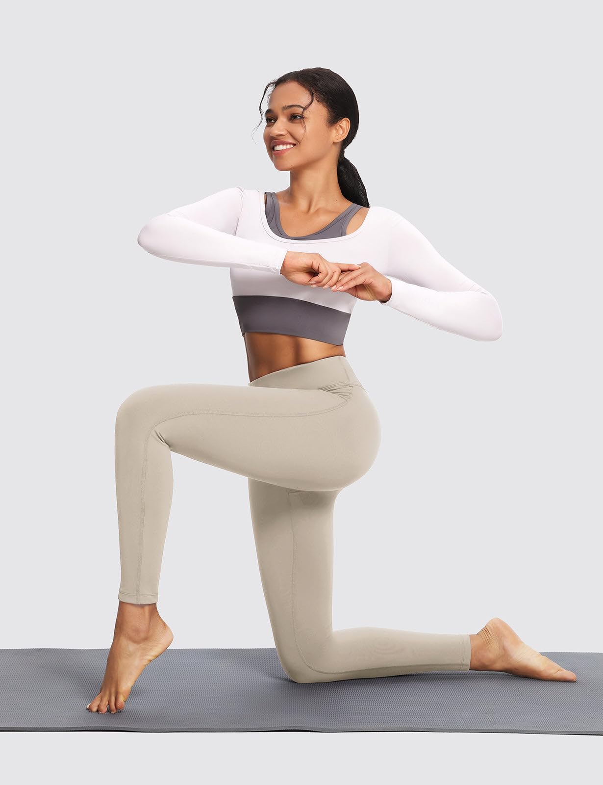 baleaf Winter Clothing for Women Leggings Fleece Lined Tights Thermal Warm Thick Yoga Pants Cold Weather Gear Khaki XXXL