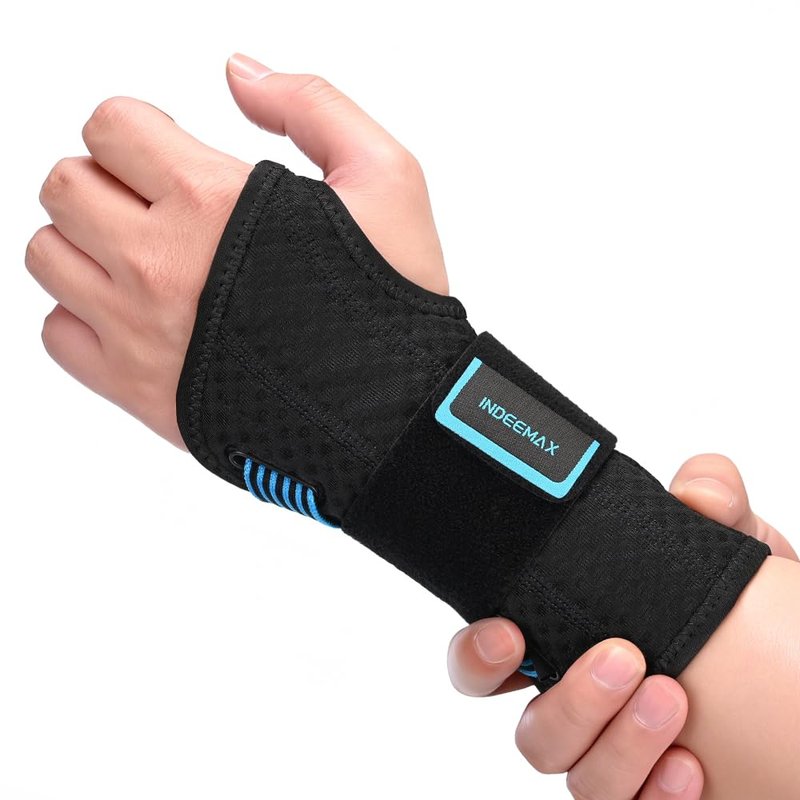 Carpal Tunnel Wrist Support Brace Night & Day-Right Hand for Work, Pain Relief, Wrist Splint for Tendonitis, Sprain, Strain, Rigid Hand Brace for Arthritis for Women & Men (Blue, S/M, Right Hand)