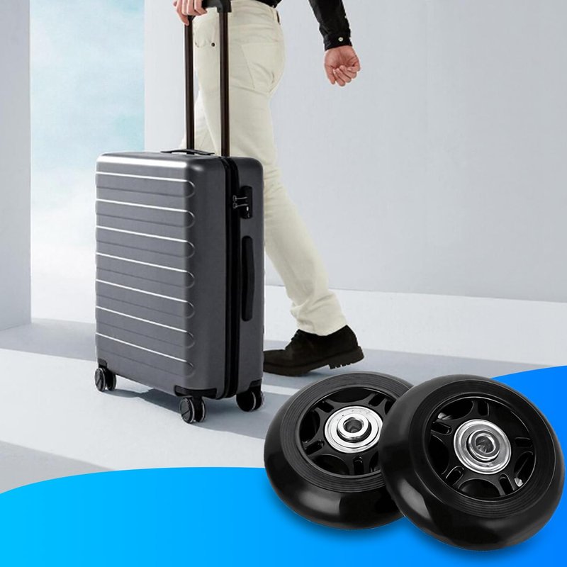 Bntyok 2 Pcs Luggage Replacement Wheels 75x24mm Silent PU Wheel with 608 Bearings, Heavy Duty Repair Kit for Suitcase Travel Bag Rolling Luggage - Smooth Glide Durable ﻿