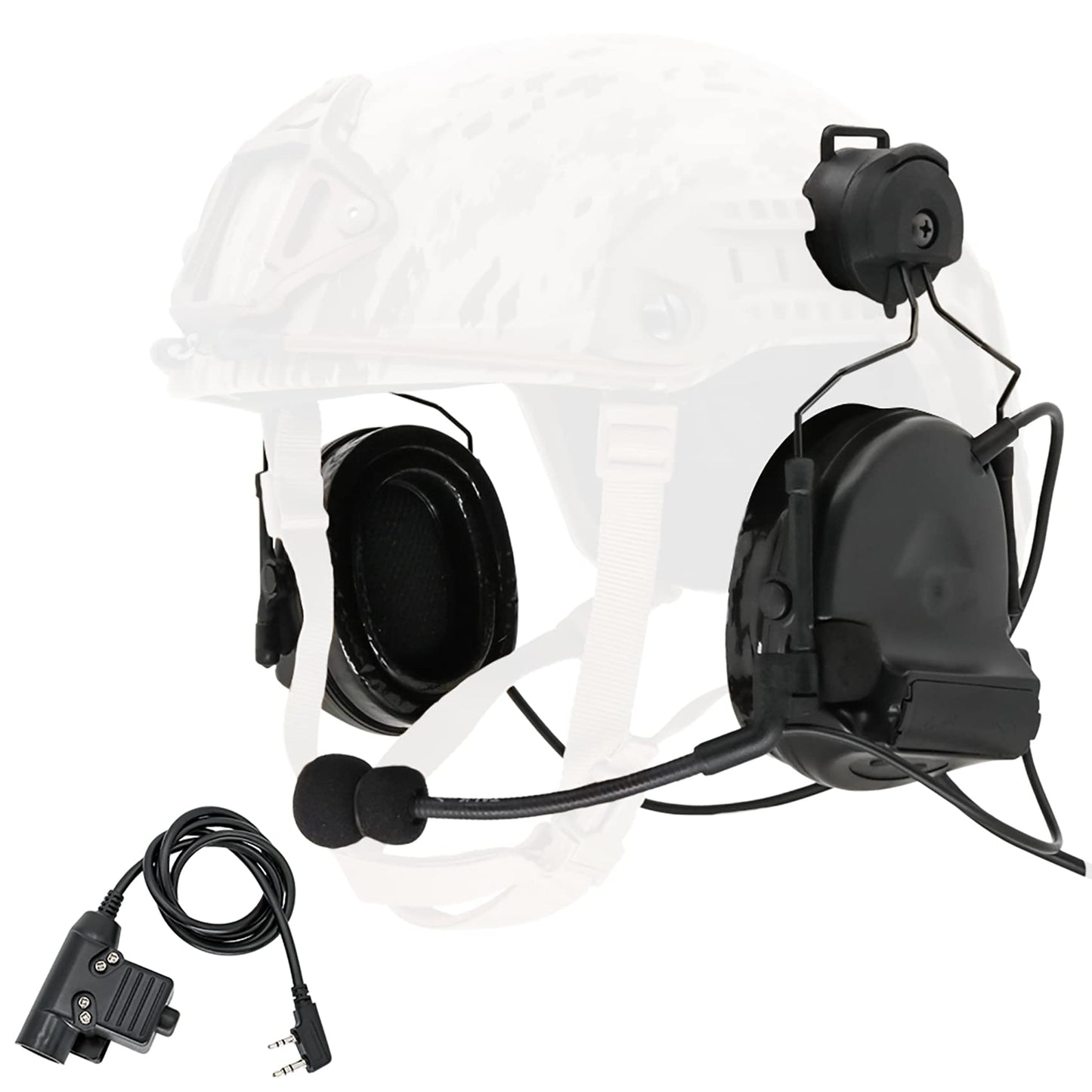 Hearangel Tactical Headset with ARC Rail Adapter Hearing Protection with Gel Ear Pads for Airsoft Sports (Black)