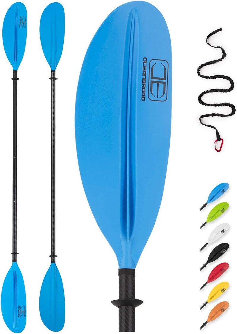 Adjustable Carbon Fiber Kayak Paddle - 86in to 94in | Lightweight Oar for Adults with Paddle Leash