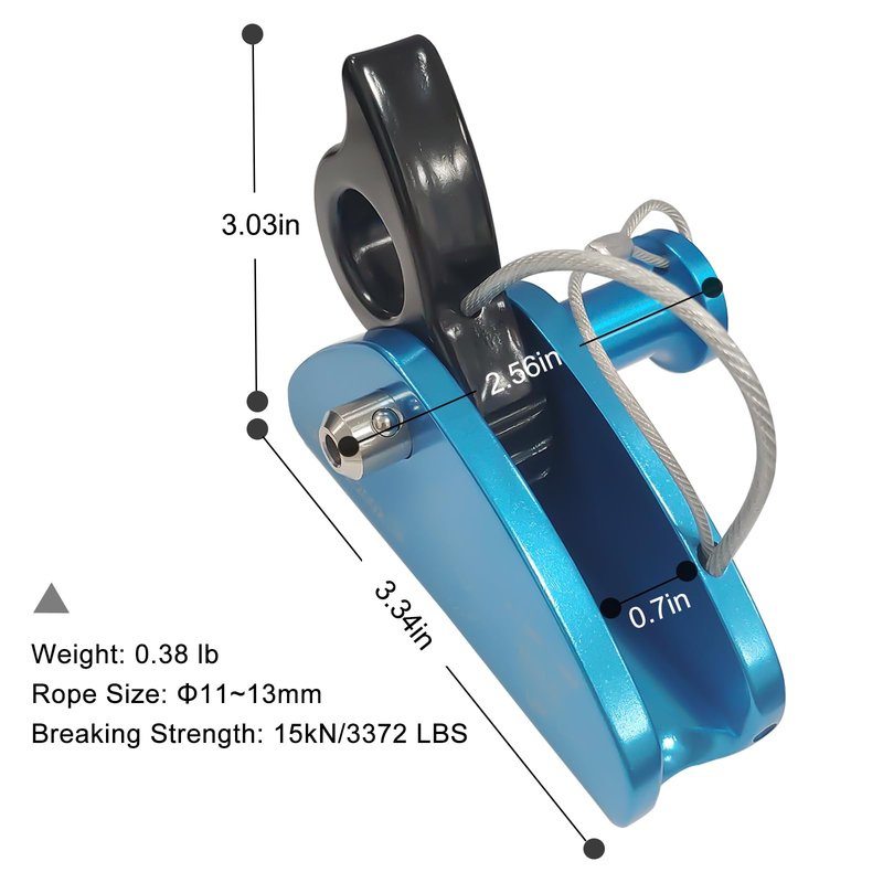 SEPEAK 15kN Detachable Rope Grab Ascender, Flip Line Adjuster,Grip Clamp,Fall Protection Belay Device for Rock Climbing,Tree Arborist,Climbing Rescue Caving, Mountaineering/Fit for 11~13 MM Rope/Blue