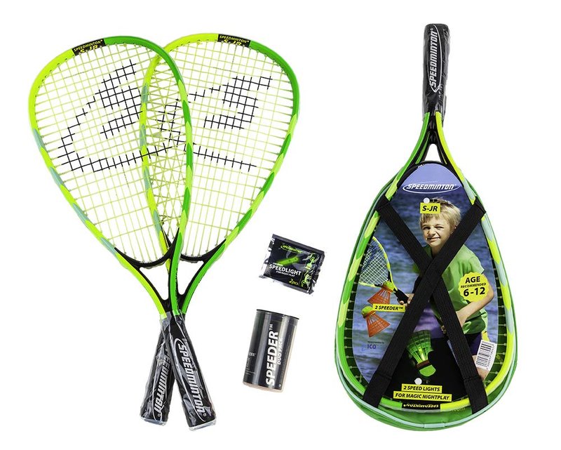 Speedminton Junior Set - Original Speed Badminton/crossminton Children's Set Includes 2 Kids Rackets, 2 Fun Speeder and Bag. (SM01-SJR-10)
