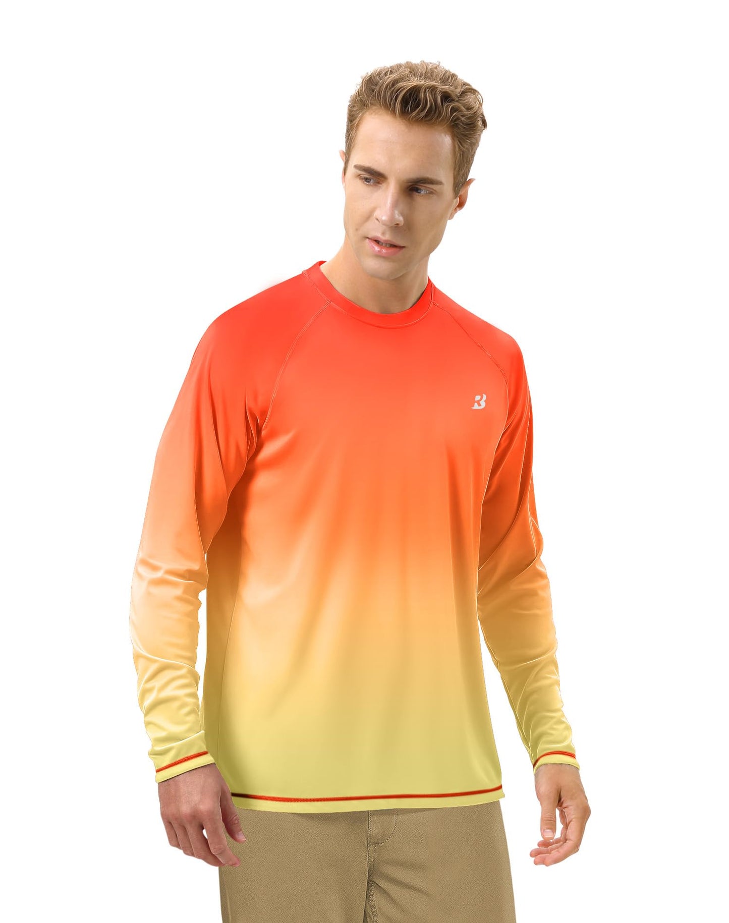 Roadbox Mens UPF 50+ Long Sleeve SPF Diving Rash Guard UV Sun Protection Shirts for Outdoor Fishing Hiking Swimming Running