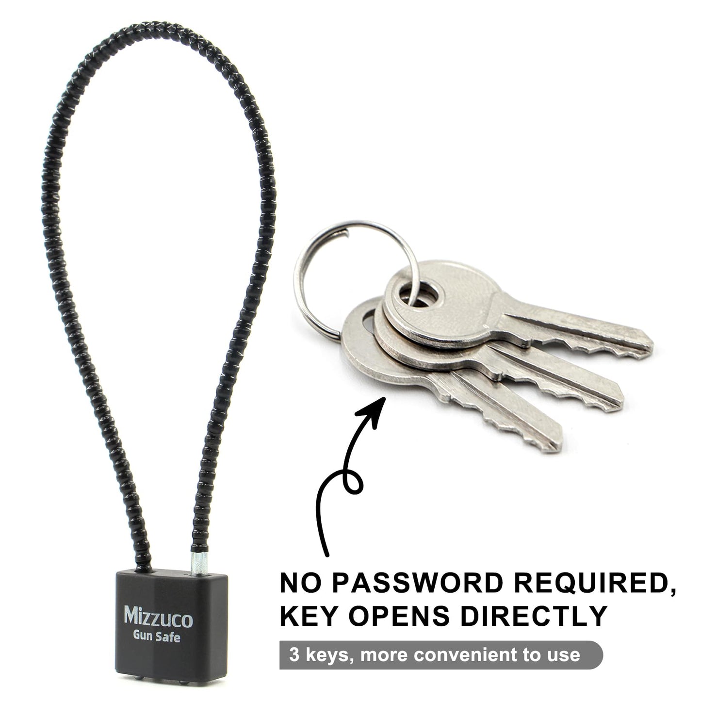 Cable Gun Locks with Keys Simple Operation 15" Compatible with Pistols, Handguns, Rifles, and Shotguns, Home and Storage for Firearm Locking and Safety 5PCS