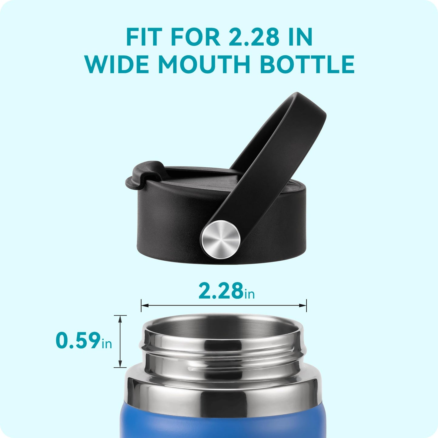 Soledea Flip lid for Hydro Flask Wide Mouth 32 40 oz with Flexible Handle, Replacement Coffee Lid for Hydro Flask, Simple Modern, ThermoFlask and More 12 oz-64 oz Water Bottles - Green, 2 Packs