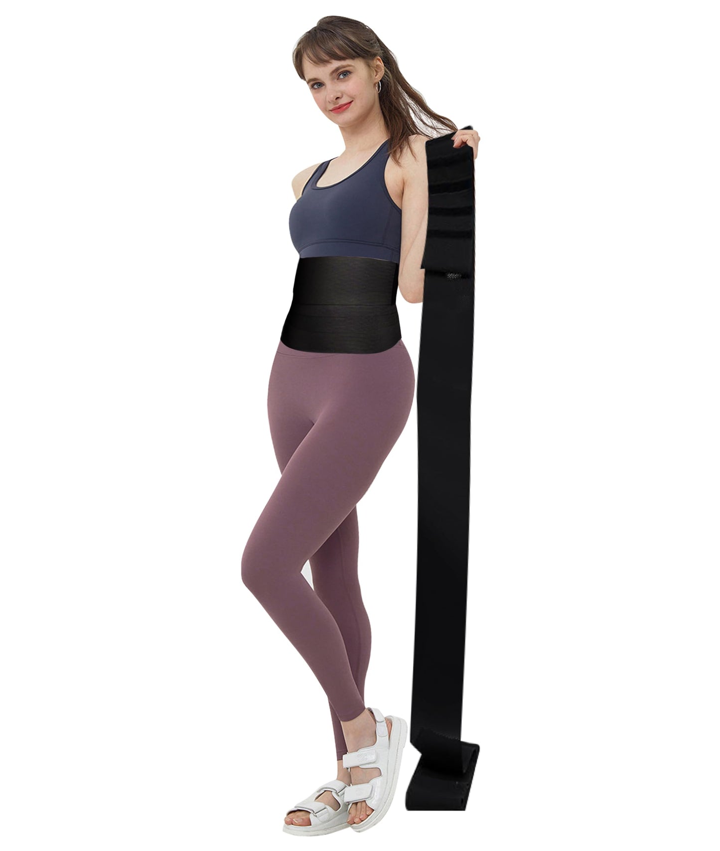 Waist Trimmer, 9.8ft Elastic Tummy Snatch Bandage Wraps Belly for Women and Men Waist Trainer Shaper Black