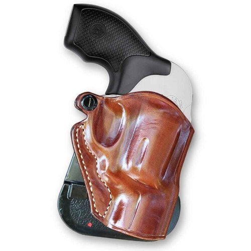 Premium Leather OWB Paddle Holster Open Top Fits, Smiht & Weeson 442/642 Revolver 38 Special 1.875" Barrel, Right Hand Draw, Brown Color #1128#
