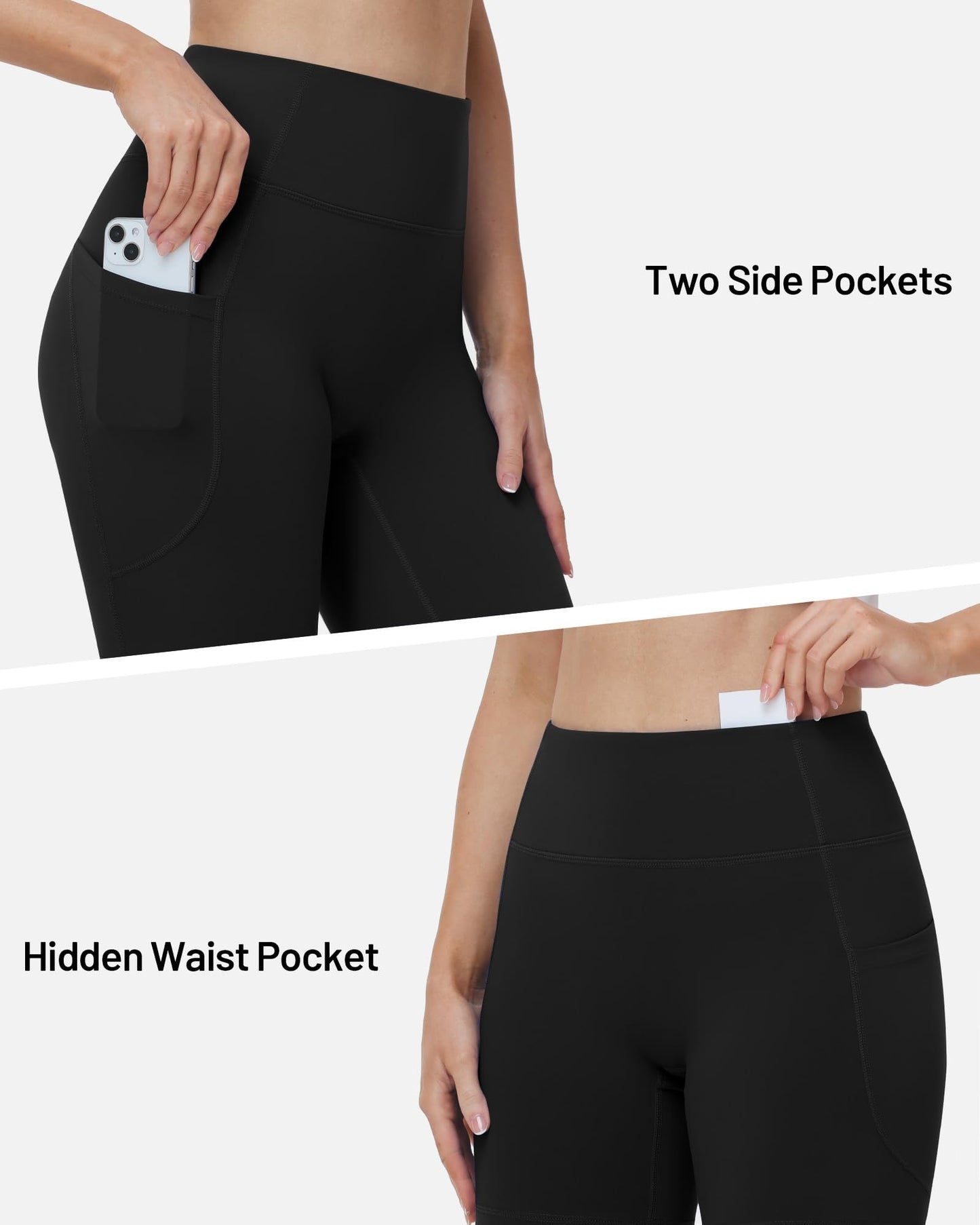 Runhit Biker Shorts Women No Front Seam Spandex Yoga Workout Gym Volleyball Running High Waisted Tummy Control Soft Compression Pockets 4" Black XS