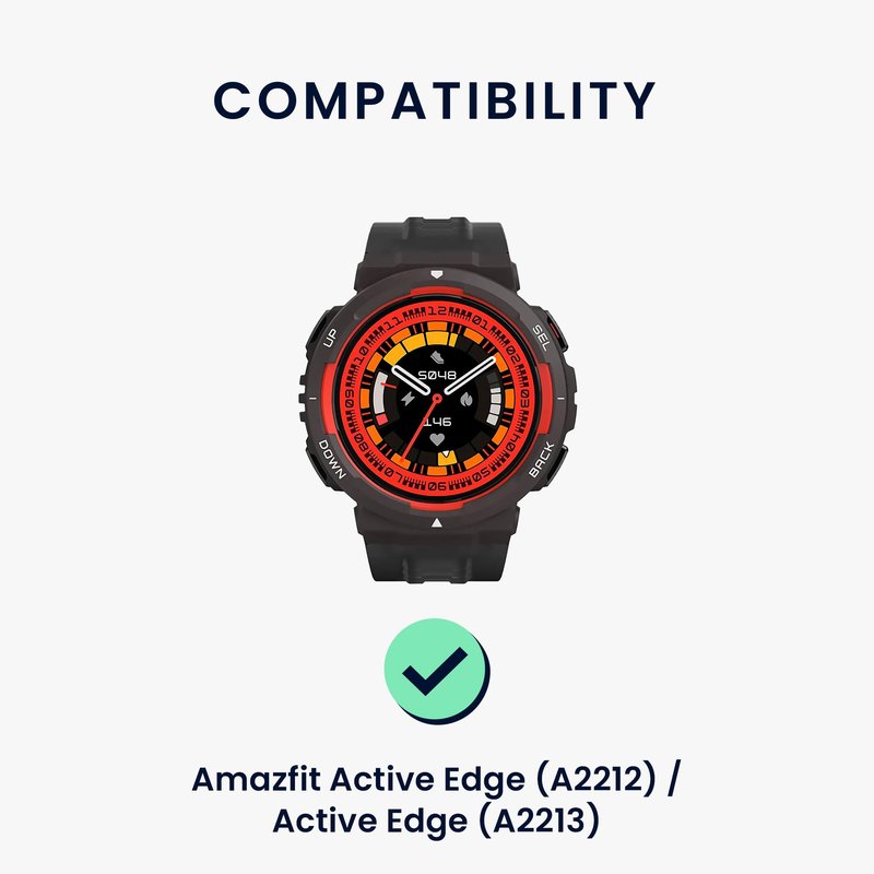 kwmobile Strap Compatible with Amazfit Active Edge (A2212) / Active Edge (A2213) Strap - Silicone and Leather Sport Wristband - Black
