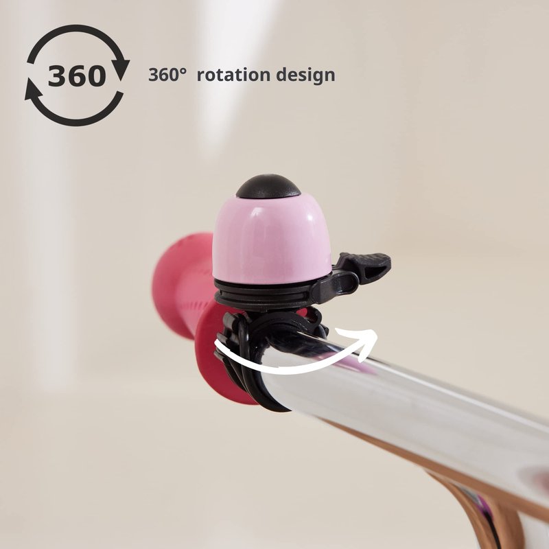 N+1 Macaron Brass Bike Bell - Classic Bicycle Bell with Double Sound Ringer for Kid Bikes, Road Bikes, Mountain Bikes, Fits 19.2-31.8mm Handlebars (Light Pink)
