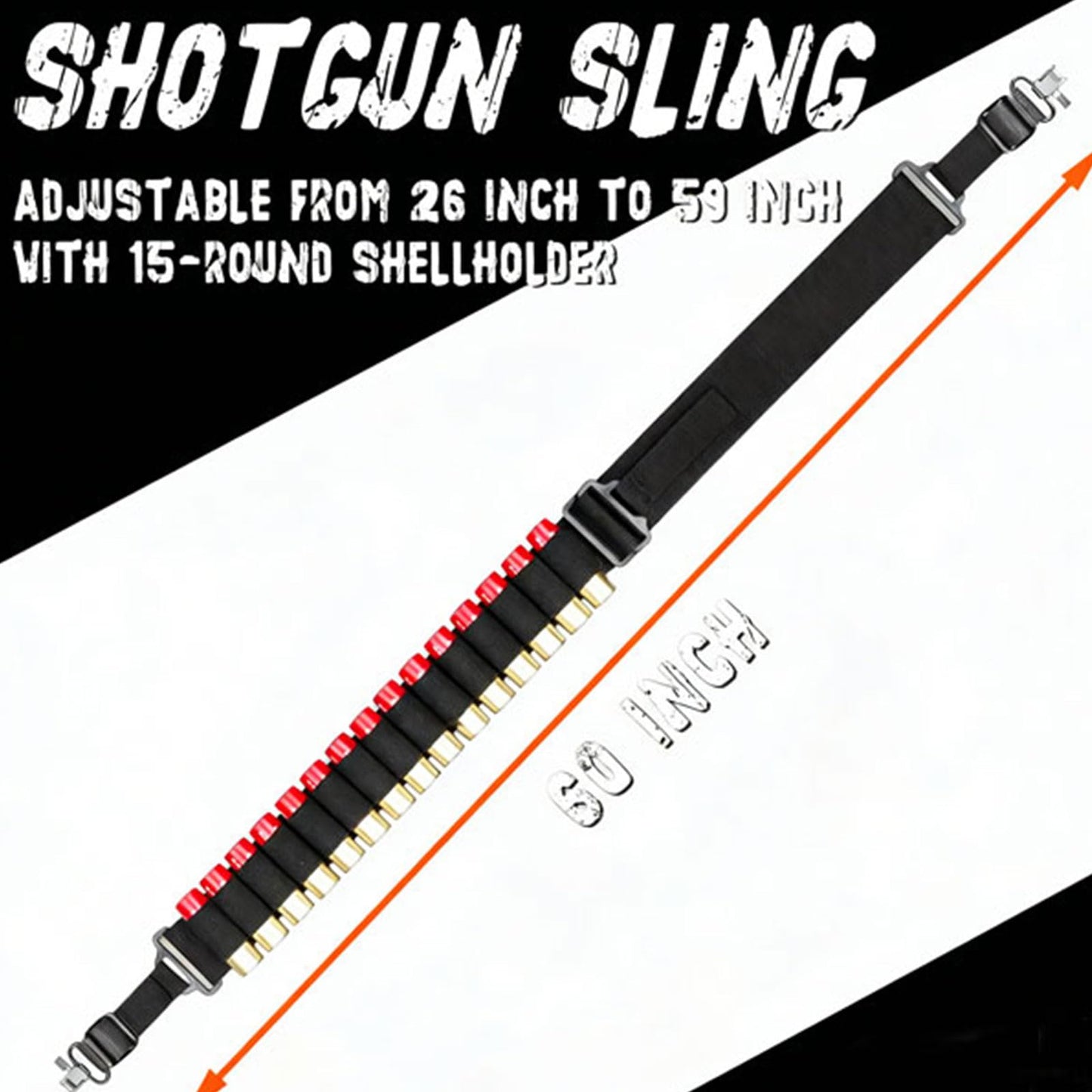 ELVO Shotgun Sling with Shell Holder, 15-Round Gun Sling for 12 Gauge
