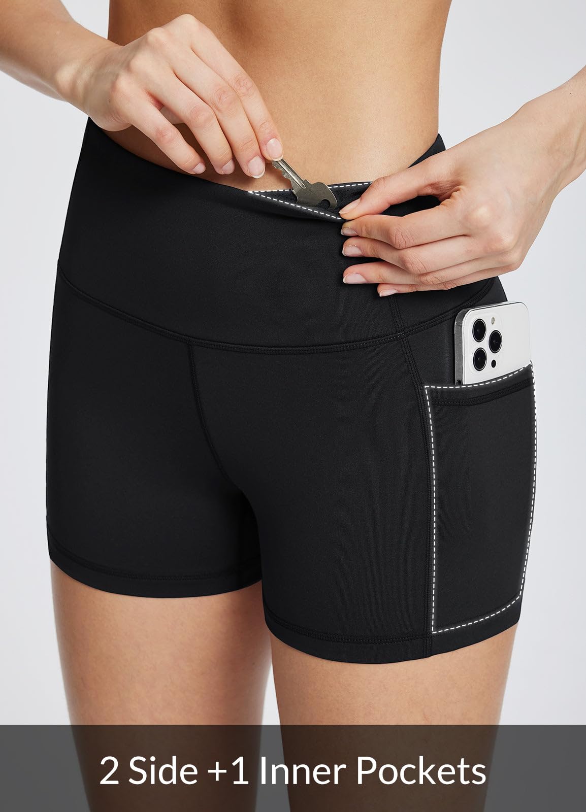 baleaf Biker Shorts Women Yoga Gym Workout Spandex Running Volleyball Tummy Control Compression with Pockets 5" Heather Purple XXXL