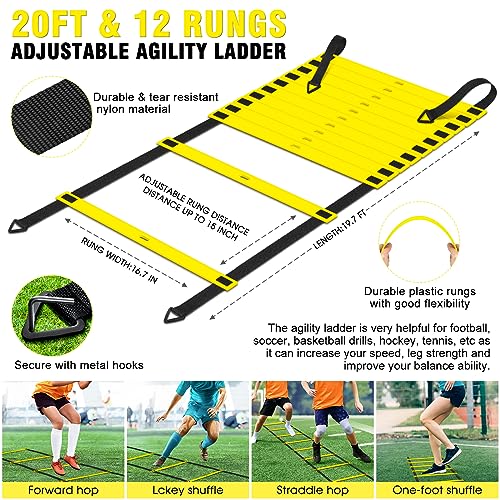 Kids Soccer Goals for Backyard Set of 2, 6x4 ft Portable Pop Up Soccer Goal Training Equipment with Soccer Ball, Ladder and Cones, Soccer Nets for Backyard for Kids Youth Toddler Outdoor Sports Games