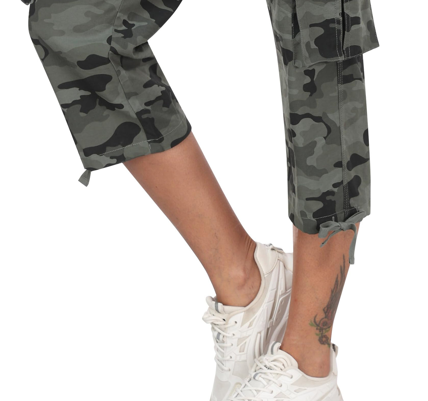 MoFiz Hiking Cargo Shorts for Women Outdoor Quick Dry Athletic Shorts for Boating Camping with Pockets Camo Green L