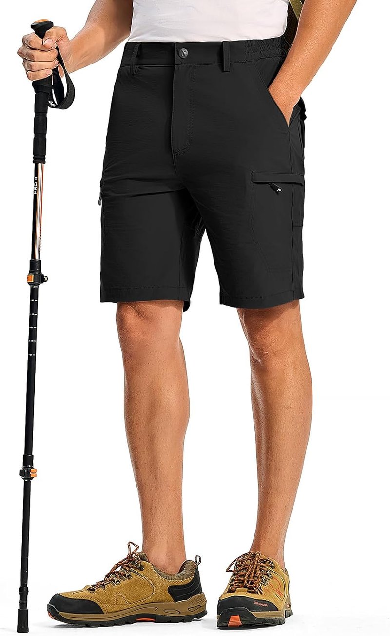 Men's 9-Inch Golf Shorts - Lightweight Water-Resistant Cargo Hiking Shorts | Quick Dry Outdoor Fishing with 6 Pockets