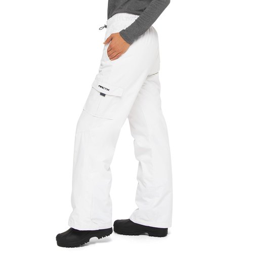 Arctix Women's Lumi Pull Over Fleece Lined Cargo Snow Pants, White, X-Small Short