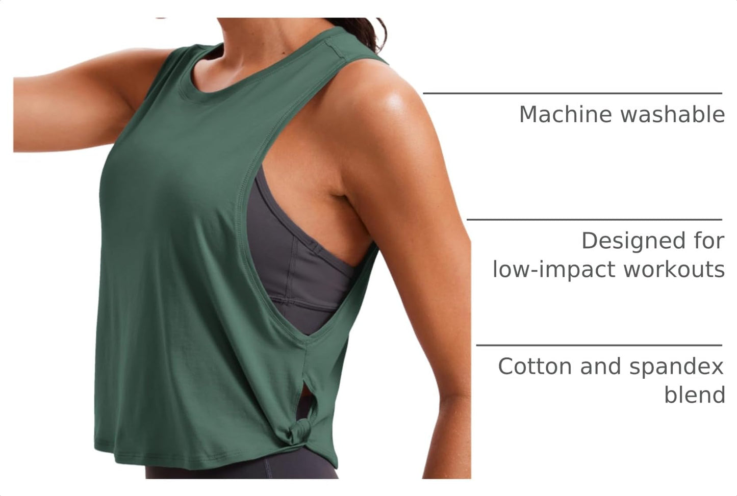 CRZ YOGA Pima Cotton Dropped Armhole Tank Graphite Green Medium