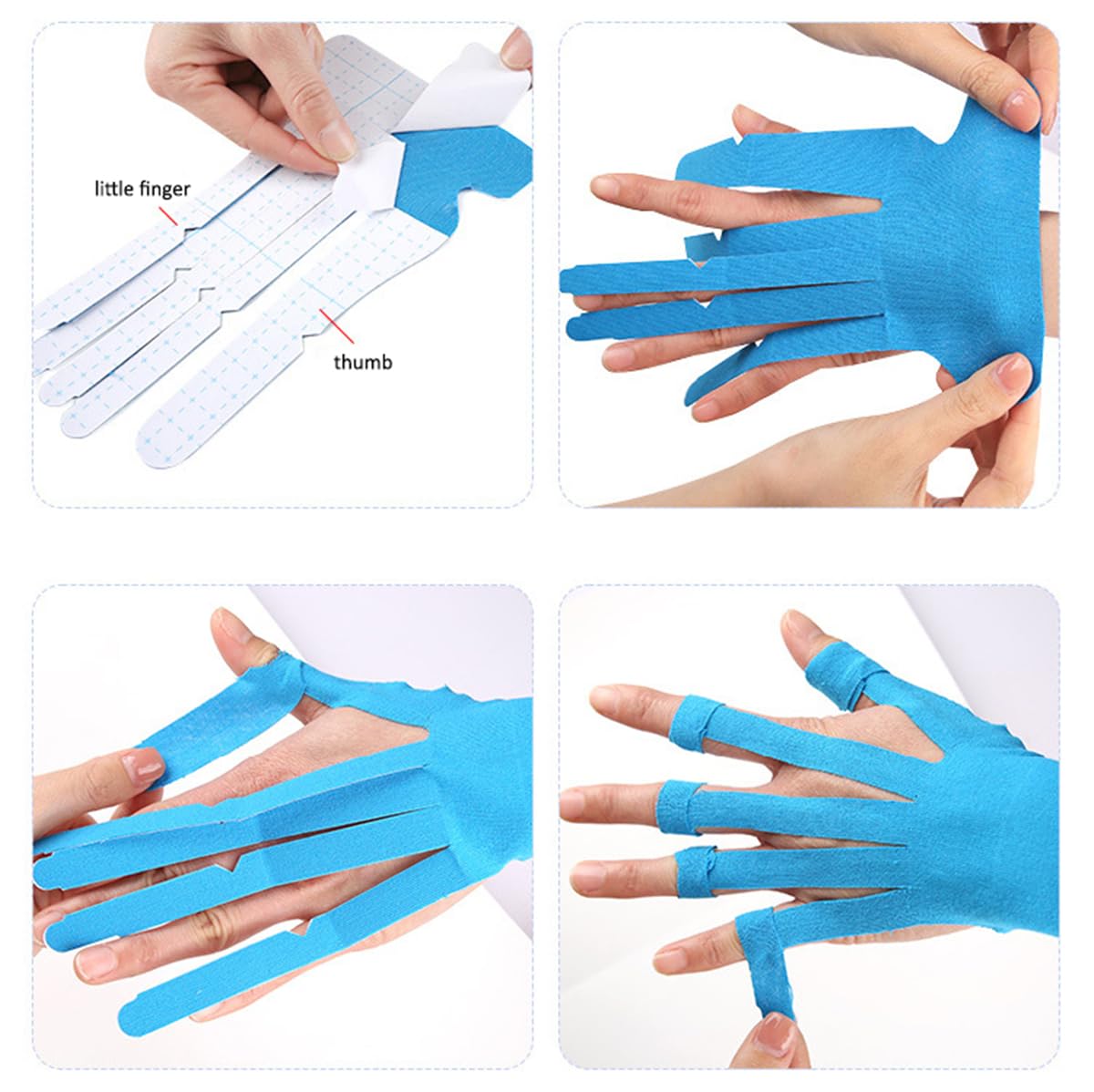 Kinesiology Tape for Wrist & Fingers, 6 Pcs Precut Kinesiology Tape, Bowling Tape for Carpal Tunnel & Finger Joints Muscle Support & Stability, Waterproof & Breathable, Latex Free & Hypoallergenic